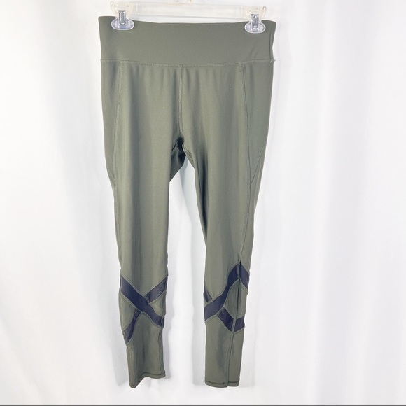 Gottex Army Green Mesh Cut out Leggings small - Picture 1 of 7